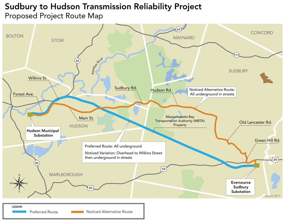 Map Sudbury to Hudson Transmission Reliability Project map Map Sudbury to Hudson Transmission Reliability Project map