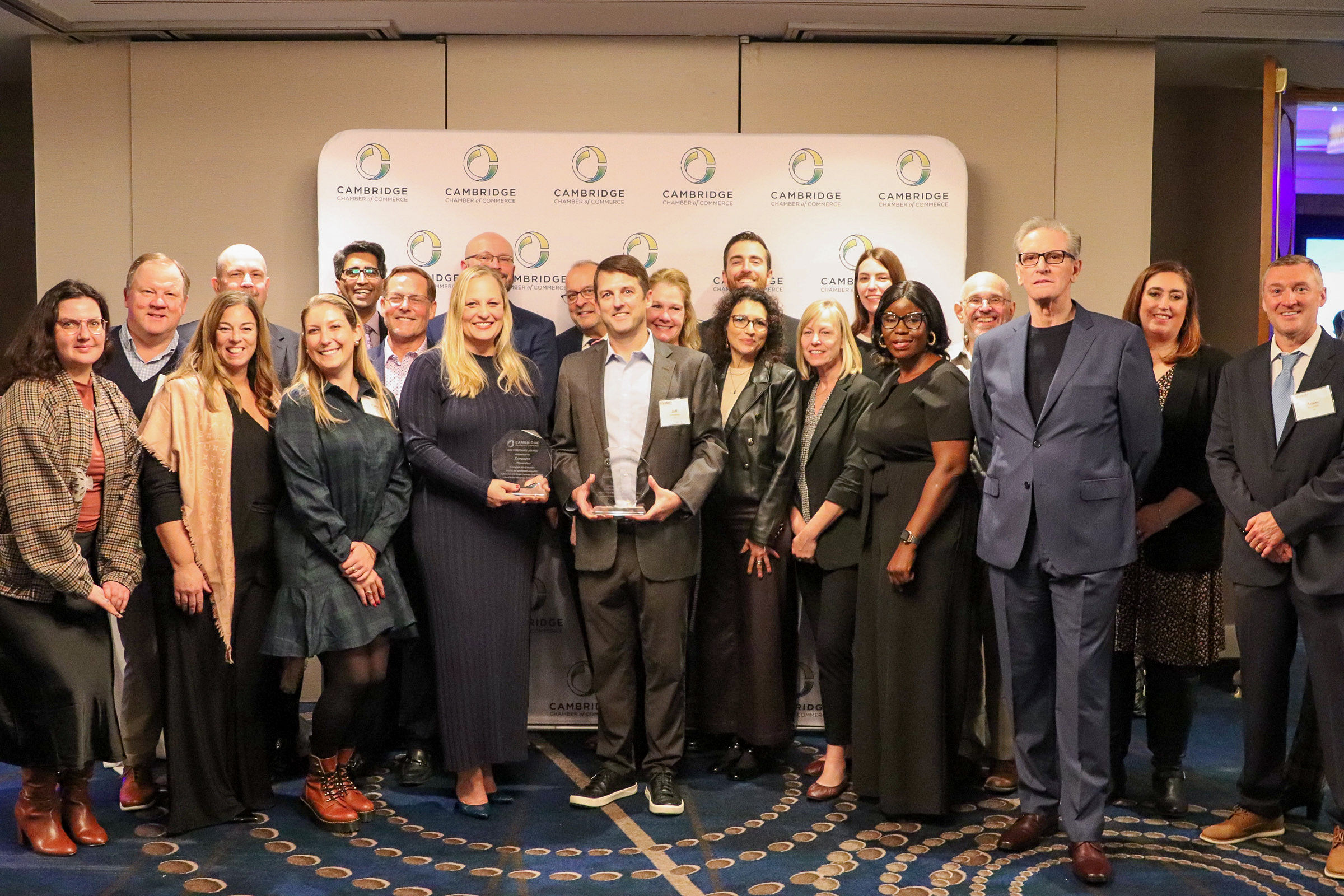 Eversource and BXP accept the Cambridge Chamber of Commerce Annual Visionary Award.