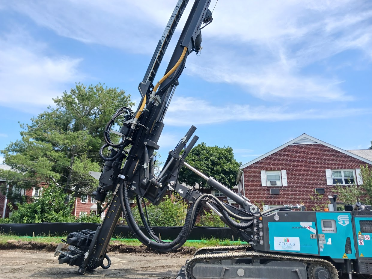 Equipment in position prior to the start of borehole drilling in Framingham