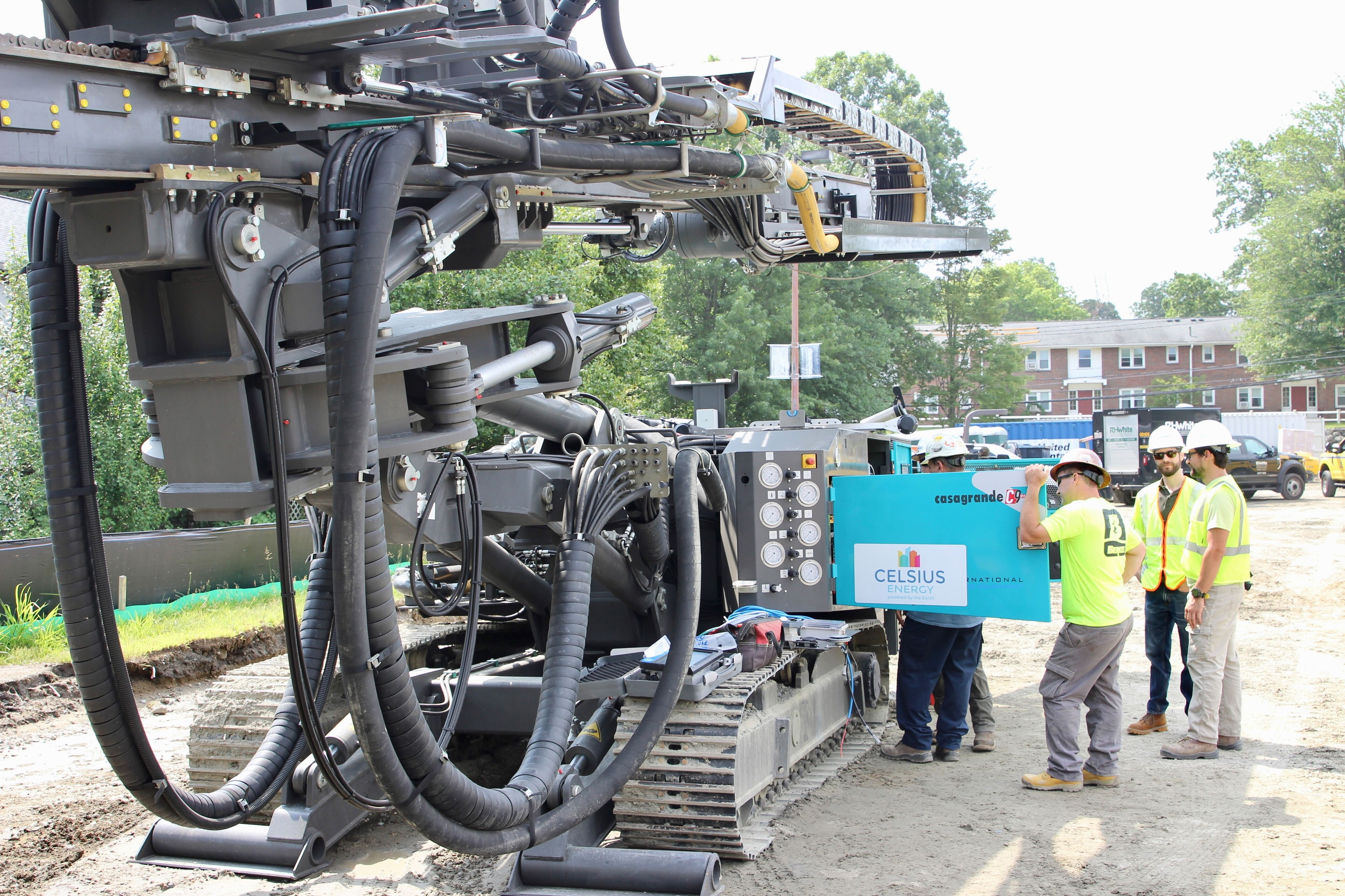 Drilling equipment arrives on site of Framingham Geothermal Pilot Program.