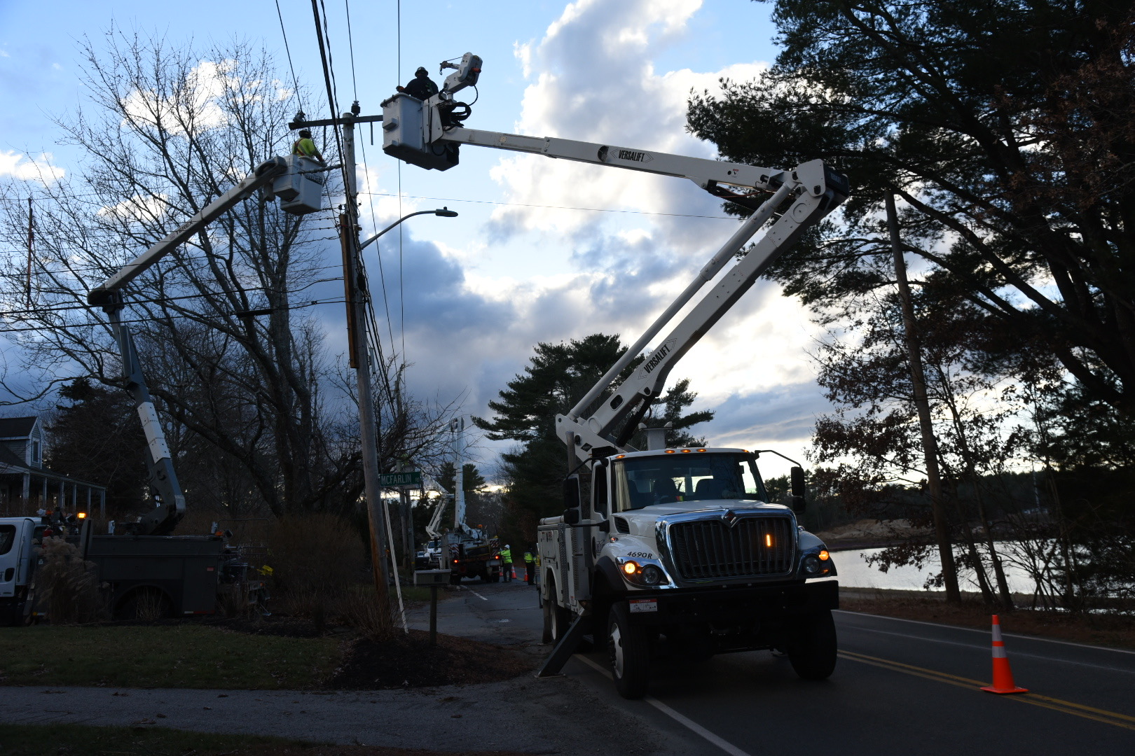 Crews making repairs in Plymouth.