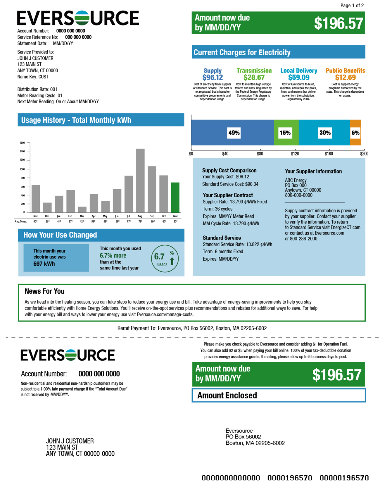 Sample Electric Bill Eversource
