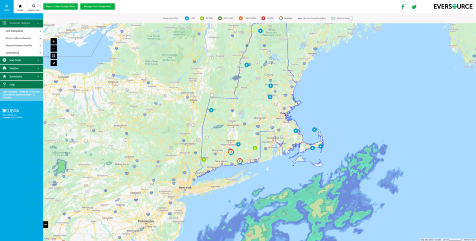 Screenshot of the Eversource power outage map