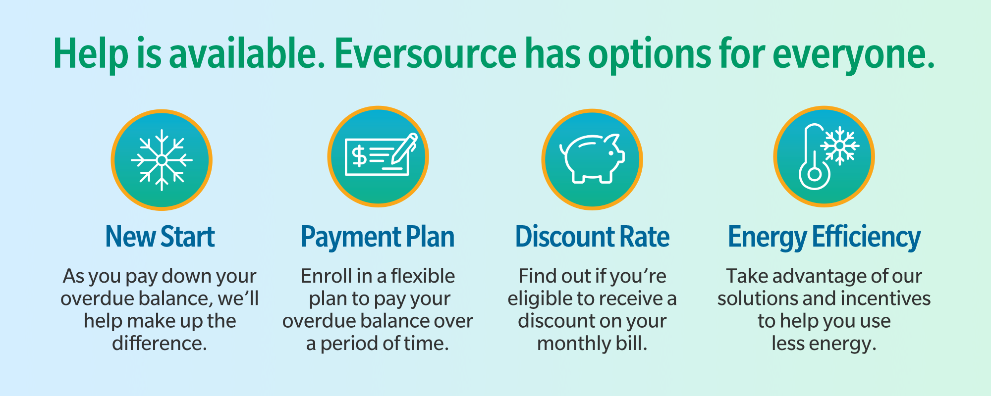 Help is available. Eversource has options for everyone.