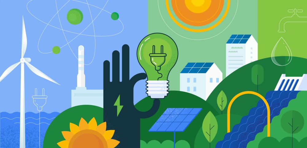 A collage of green technologies