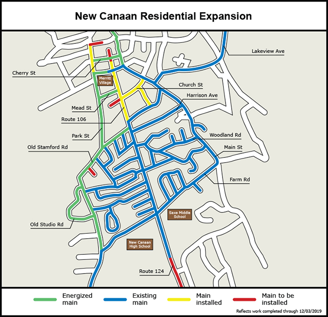 new-canaan-n Map of the gas expansion project in New Canaan.