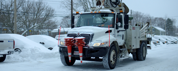 Eversource truck in the snow