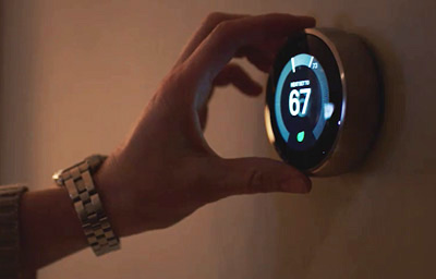 Adjusting a smart thermostat.