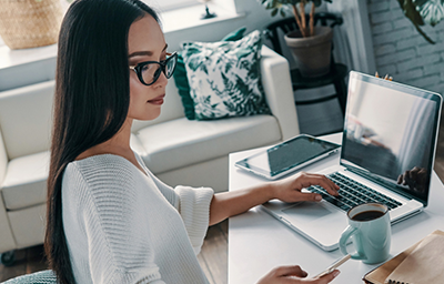 Woman working in a home office